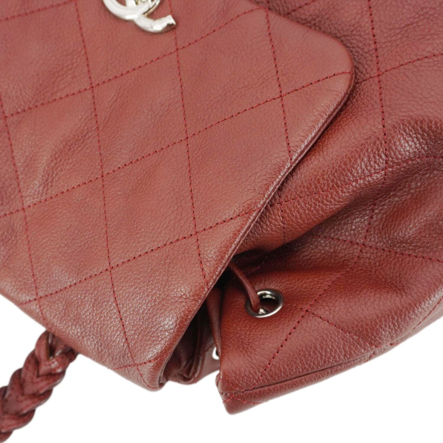 Chanel Braided With Style Quilted Leather Drawstring Backpack Burgundy
