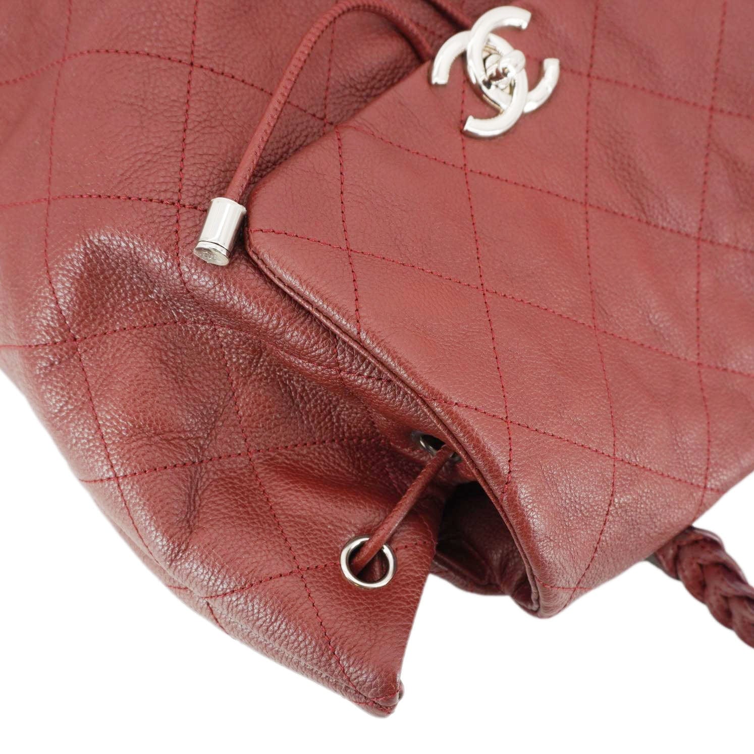 Chanel Braided With Style Quilted Leather Drawstring Backpack Burgundy