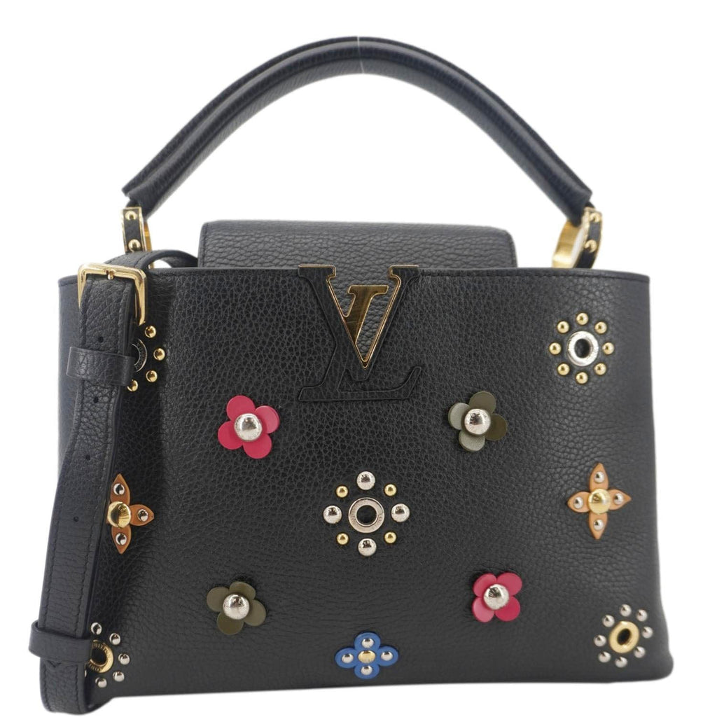 LOUIS VUITTON Capucines PM Mechanical Flower Taurillon Leather Shoulder Bag Black