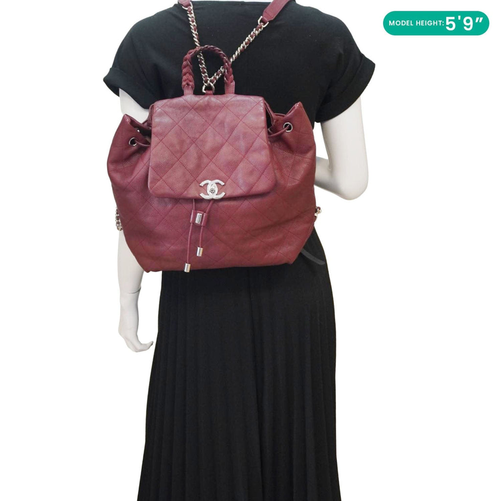 Chanel Braided With Style Quilted Leather Drawstring Backpack Burgundy