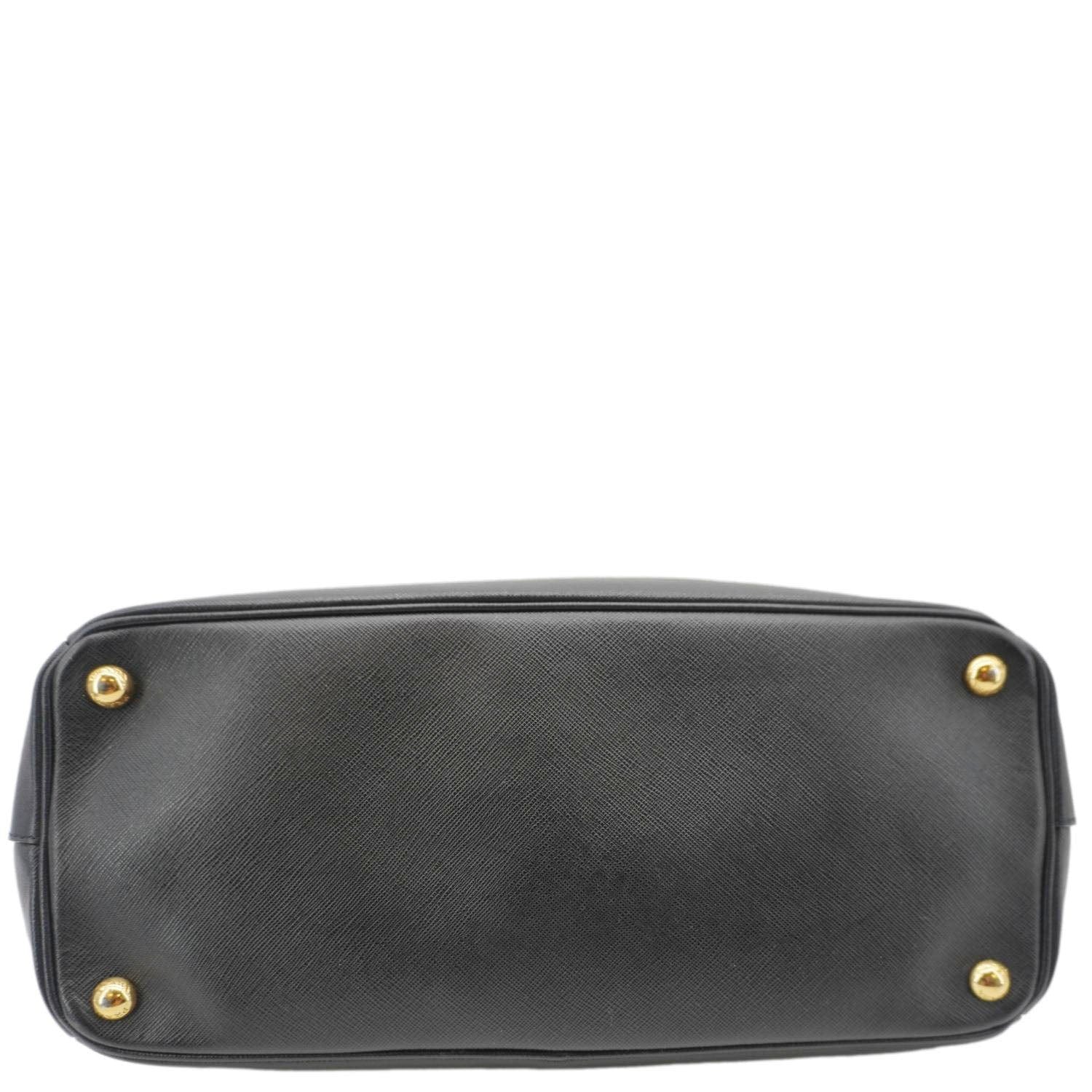 PRADA Galleria Double Zip Saffiano Leather Top Handle Tote Bag Black