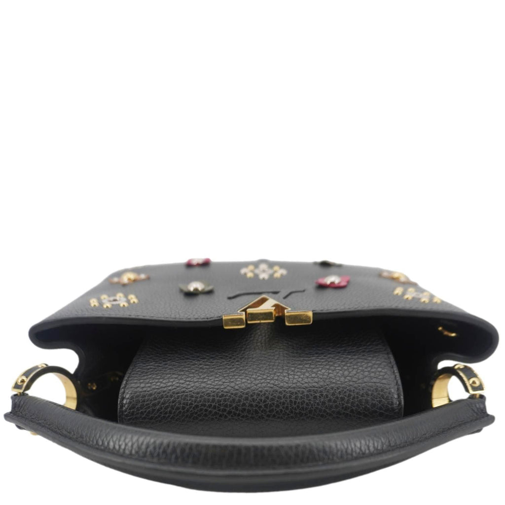 LOUIS VUITTON Capucines PM Mechanical Flower Taurillon Leather Shoulder Bag Black