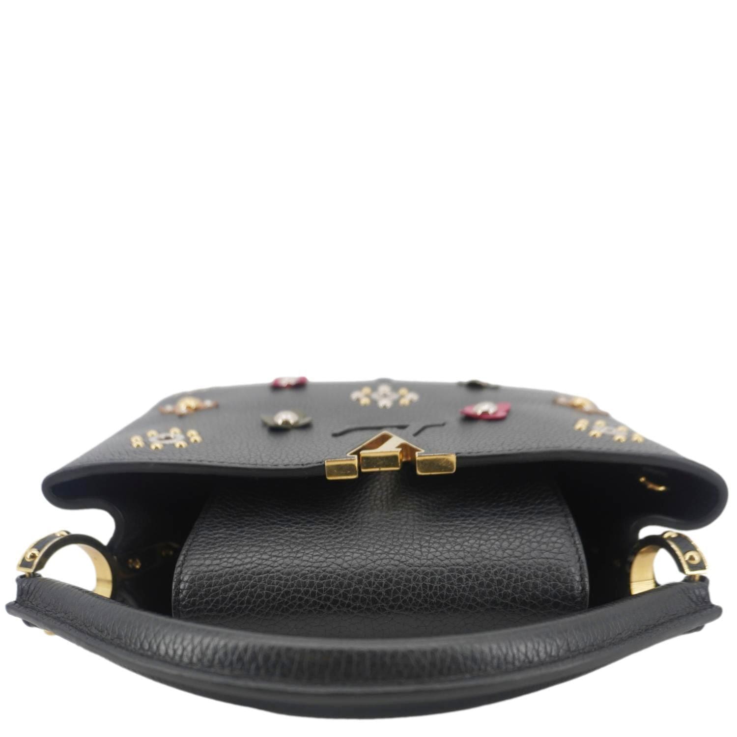 LOUIS VUITTON Capucines PM Mechanical Flower Taurillon Leather Shoulder Bag Black