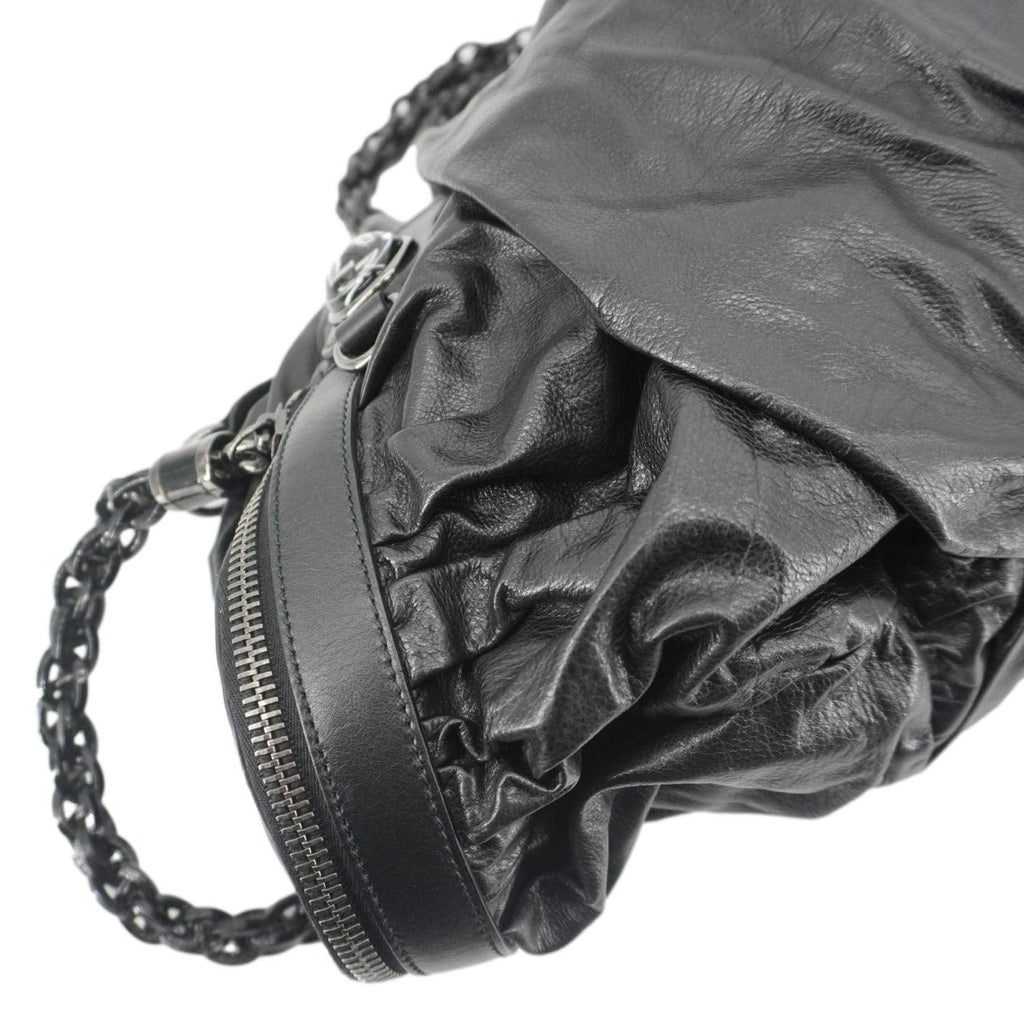 GUCCI Galaxy Medium Leather Top Handle Shoulder Bag Black 228838
