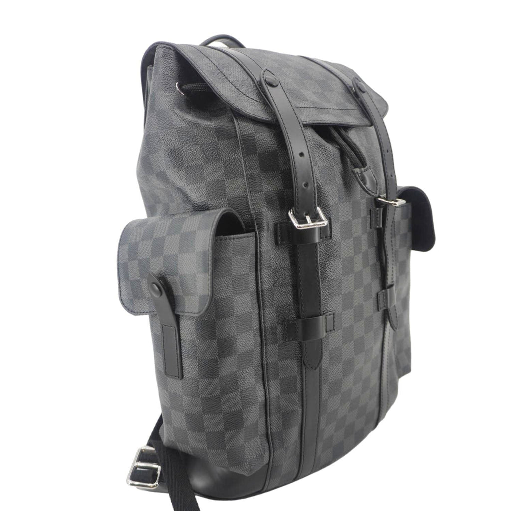 LOUIS VUITTON Christopher Damier Graphite Backpack Bag Black
