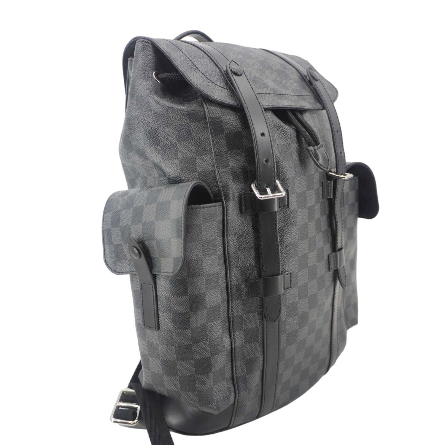 LOUIS VUITTON Christopher Damier Graphite Backpack Bag Black