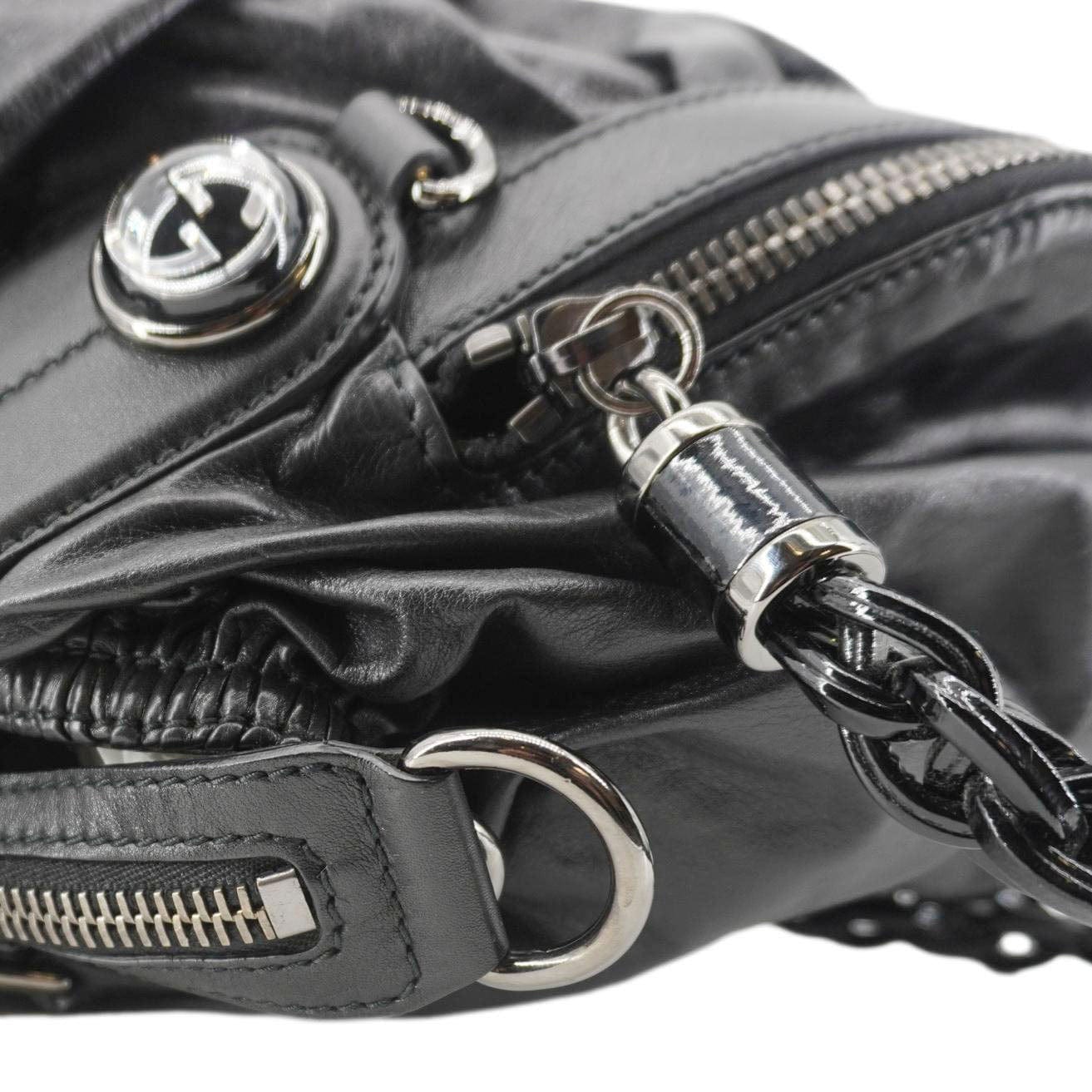 GUCCI Galaxy Medium Leather Top Handle Shoulder Bag Black 228838