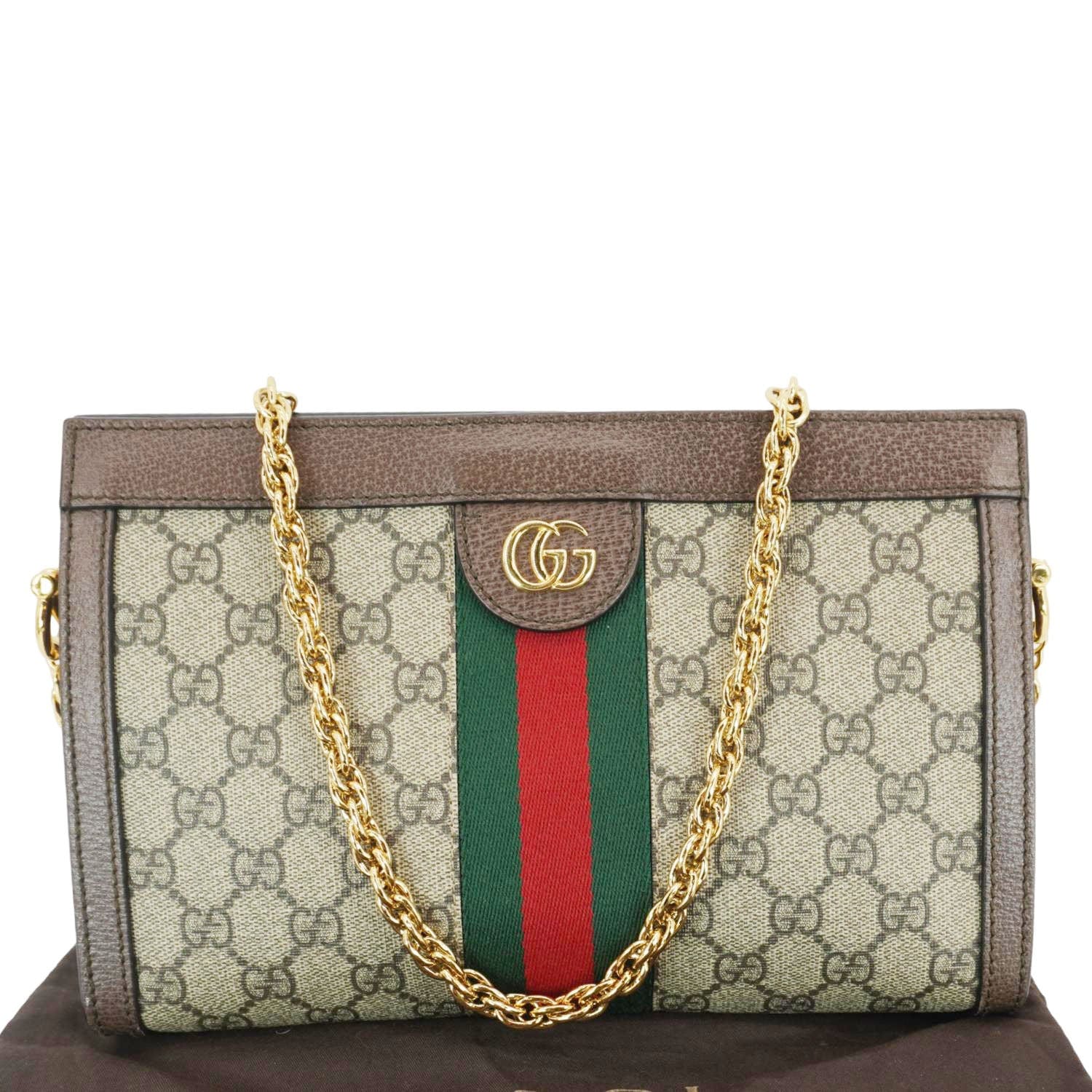 GUCCI Ophidia Medium Gucci Supreme Canvas Shoulder Bag Beige 503877