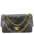 Chanel Classic Flap  Quilted Lambskin Leather Shoulder Bag Black