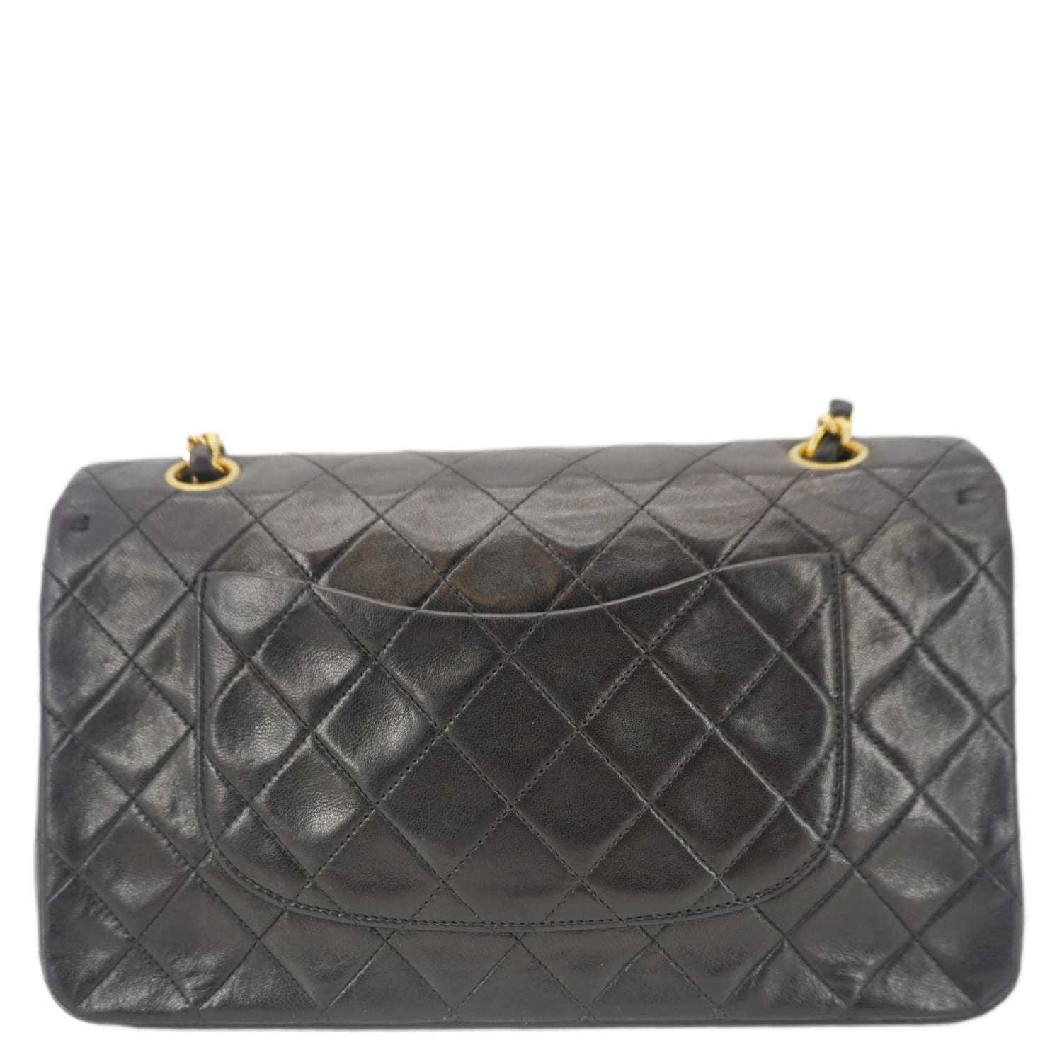 Chanel Classic Flap  Quilted Lambskin Leather Shoulder Bag Black