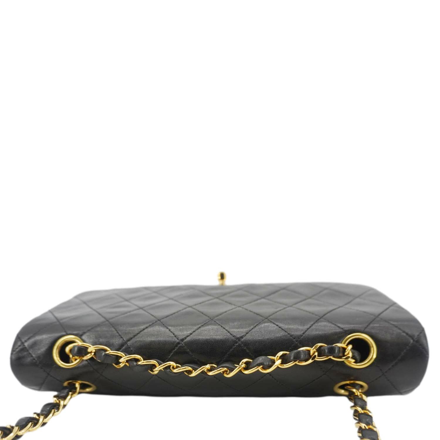 Chanel Classic Flap  Quilted Lambskin Leather Shoulder Bag Black
