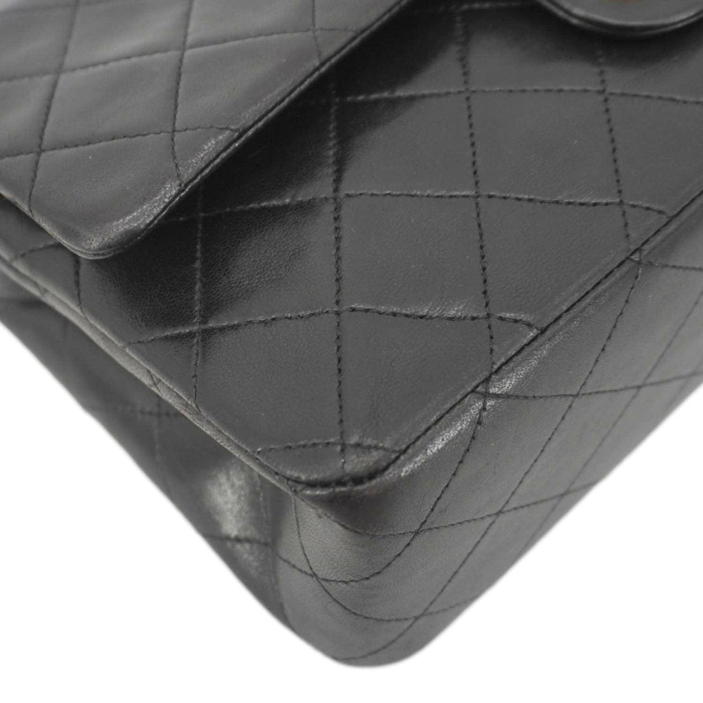 Chanel Classic Flap  Quilted Lambskin Leather Shoulder Bag Black