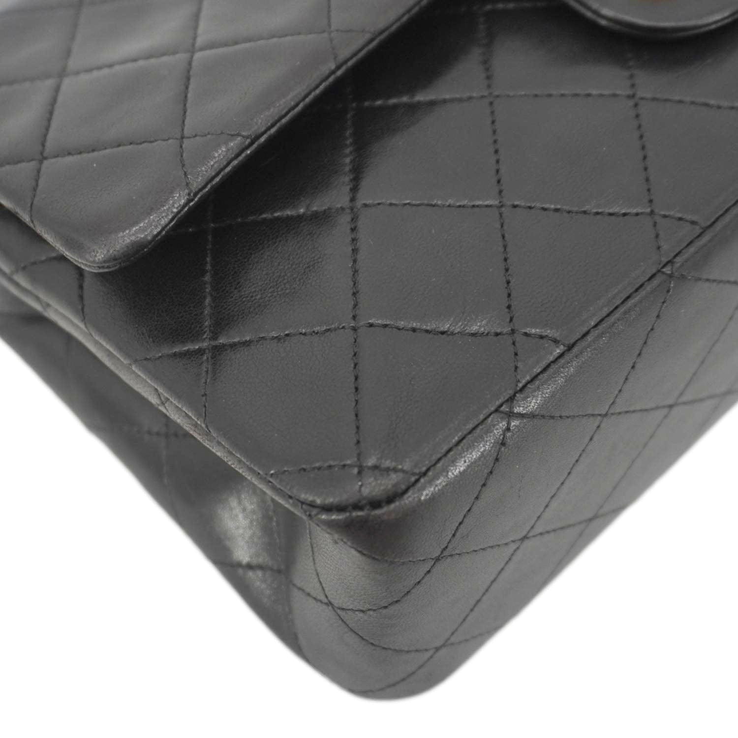 Chanel Classic Flap  Quilted Lambskin Leather Shoulder Bag Black