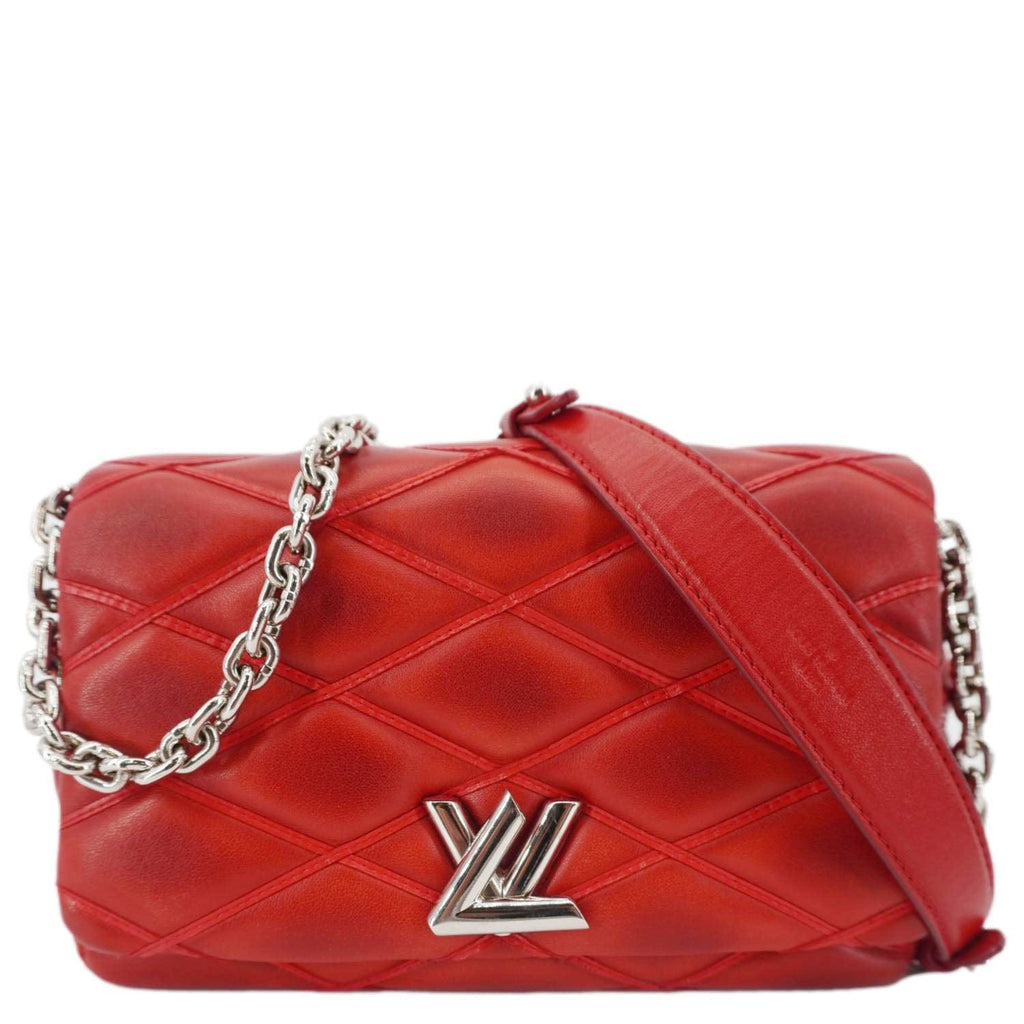 LOUIS VUITTON GO-14 PM Malletage Leather Shoulder Bag Red
