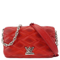LOUIS VUITTON GO-14 PM Malletage Leather Shoulder Bag Red