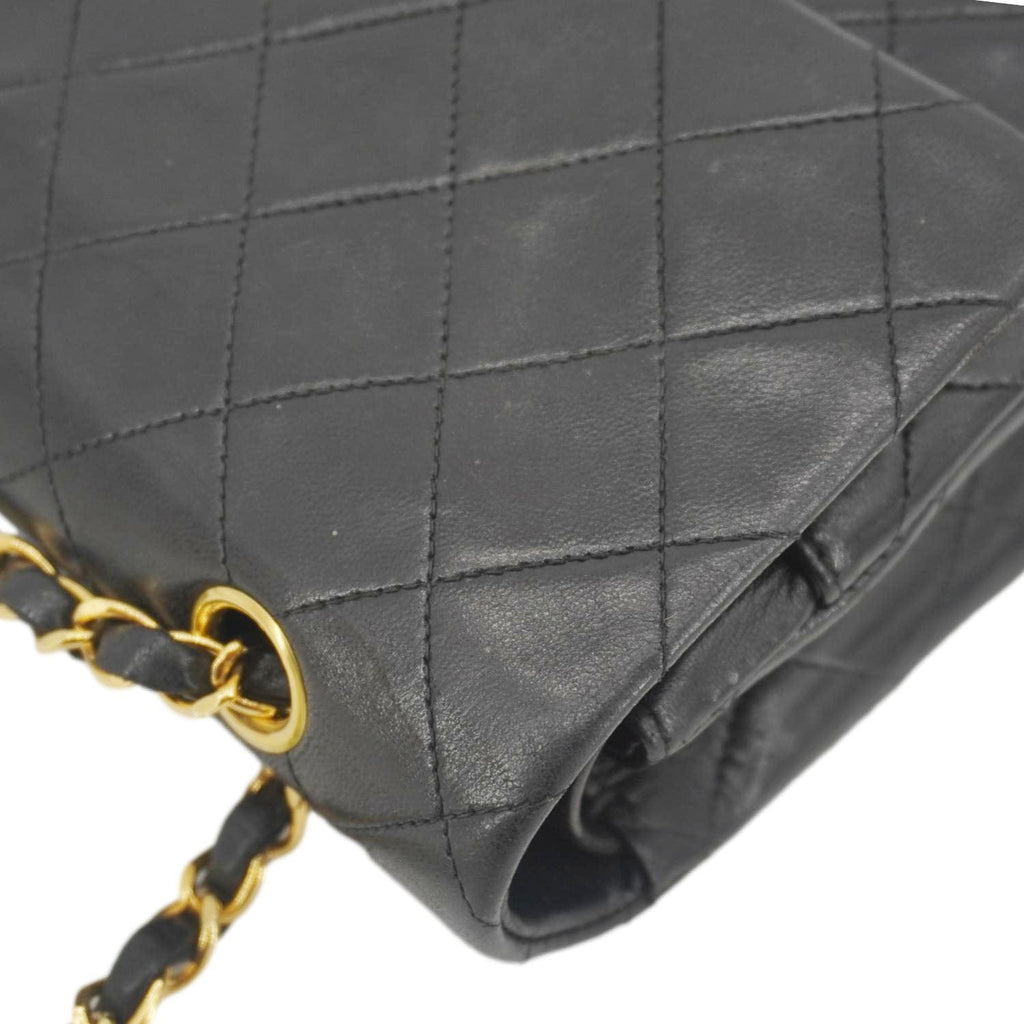 Chanel Classic Flap  Quilted Lambskin Leather Shoulder Bag Black