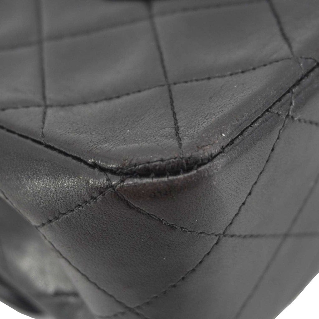 Chanel Classic Flap  Quilted Lambskin Leather Shoulder Bag Black