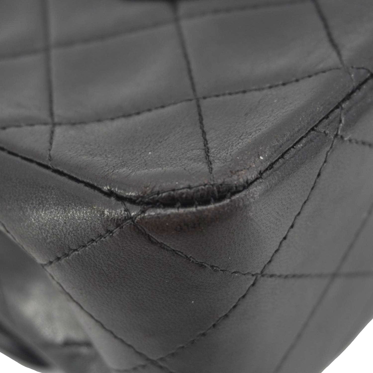 Chanel Classic Flap  Quilted Lambskin Leather Shoulder Bag Black