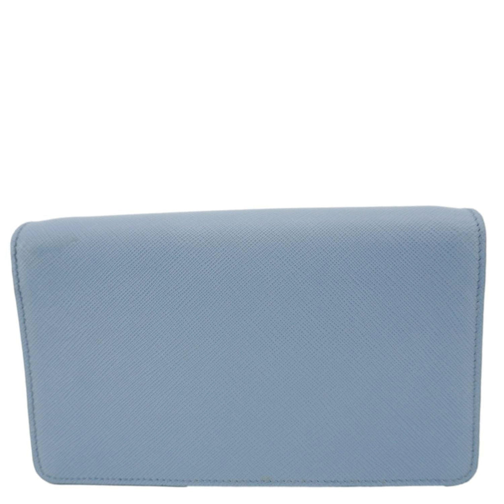 PRADA Bandoliera Saffiano Leather Chain Crossbody Bag Blue
