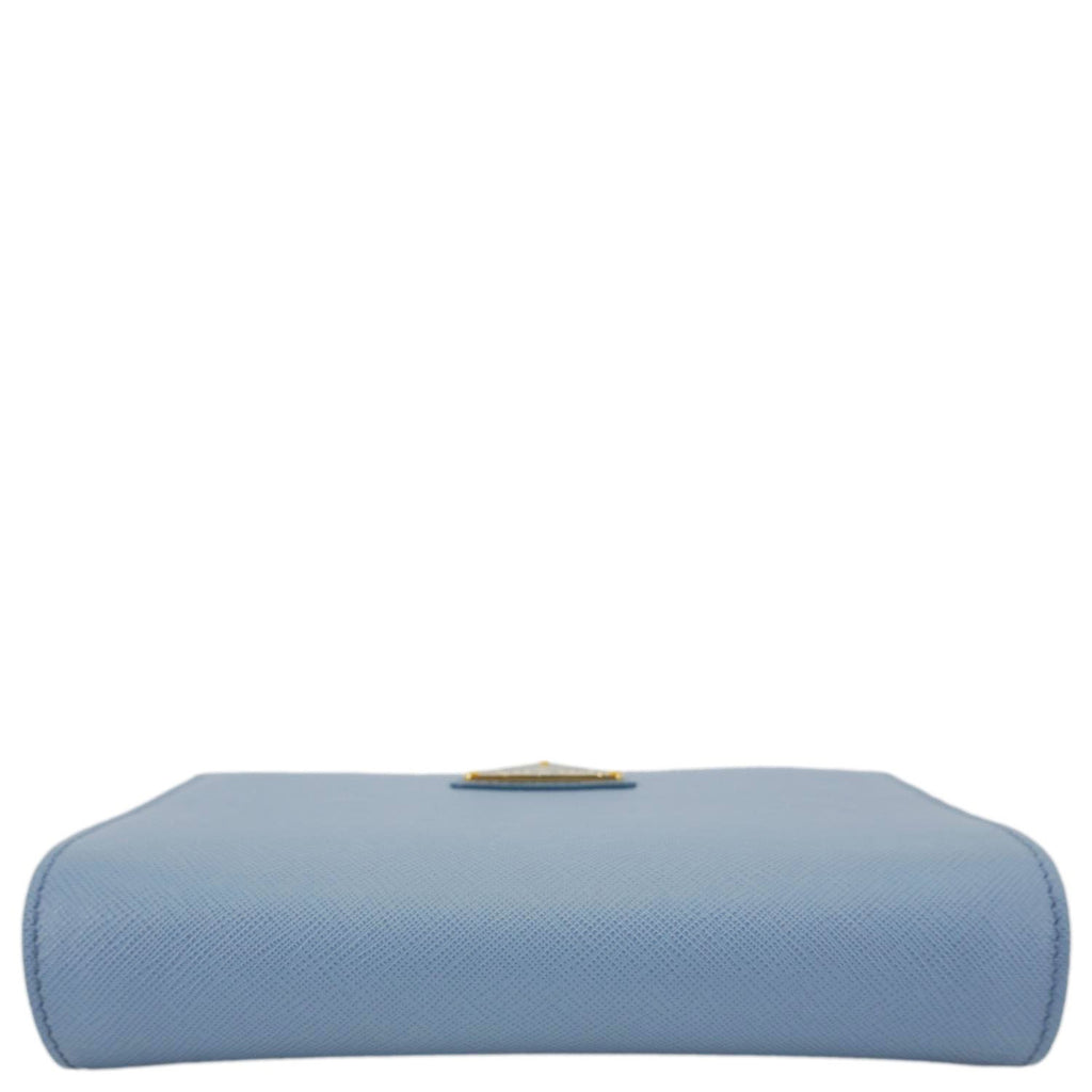 PRADA Bandoliera Saffiano Leather Chain Crossbody Bag Blue