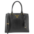 PRADA Soft Zippered Saffiano Leather Tote Bag Black