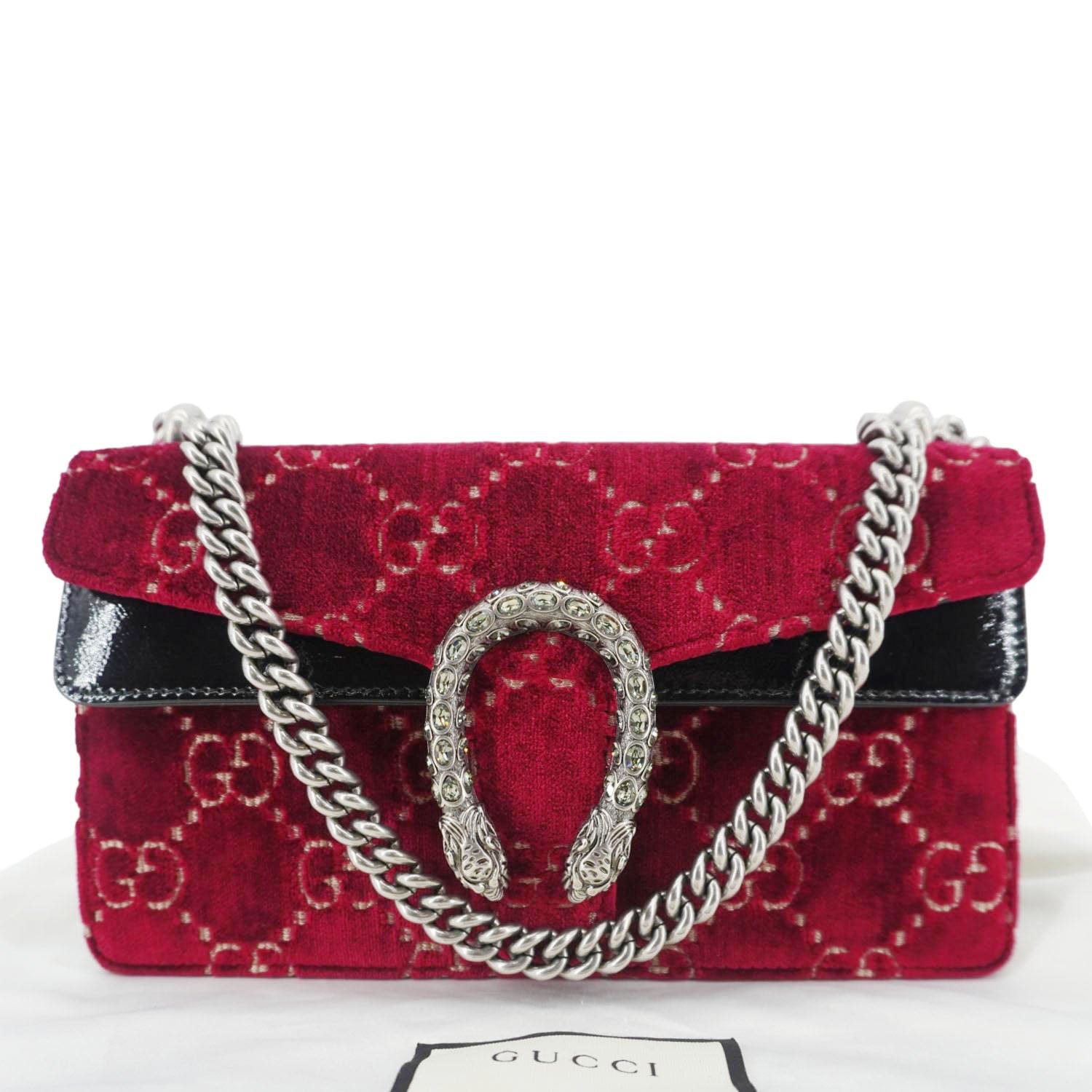 GUCCI Dionysus Small Gucci Velvet Shoulder Bag Maroon 499623