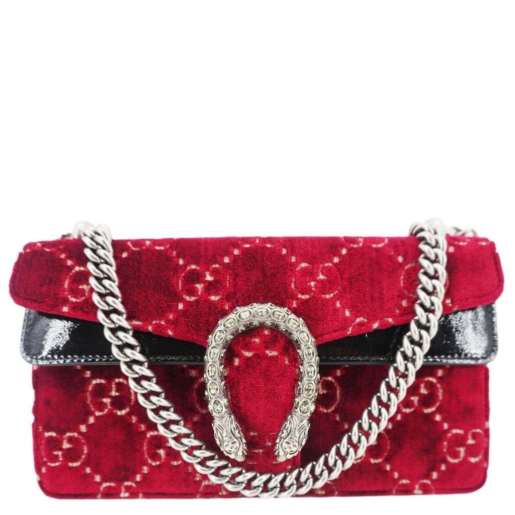 GUCCI Dionysus Small Gucci Velvet Shoulder Bag Maroon 499623