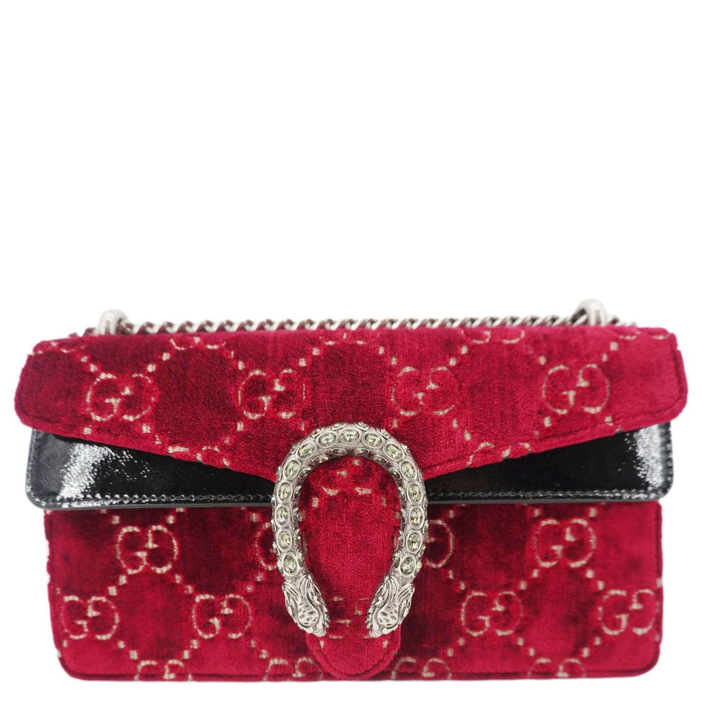 GUCCI Dionysus Small Gucci Velvet Shoulder Bag Maroon 499623