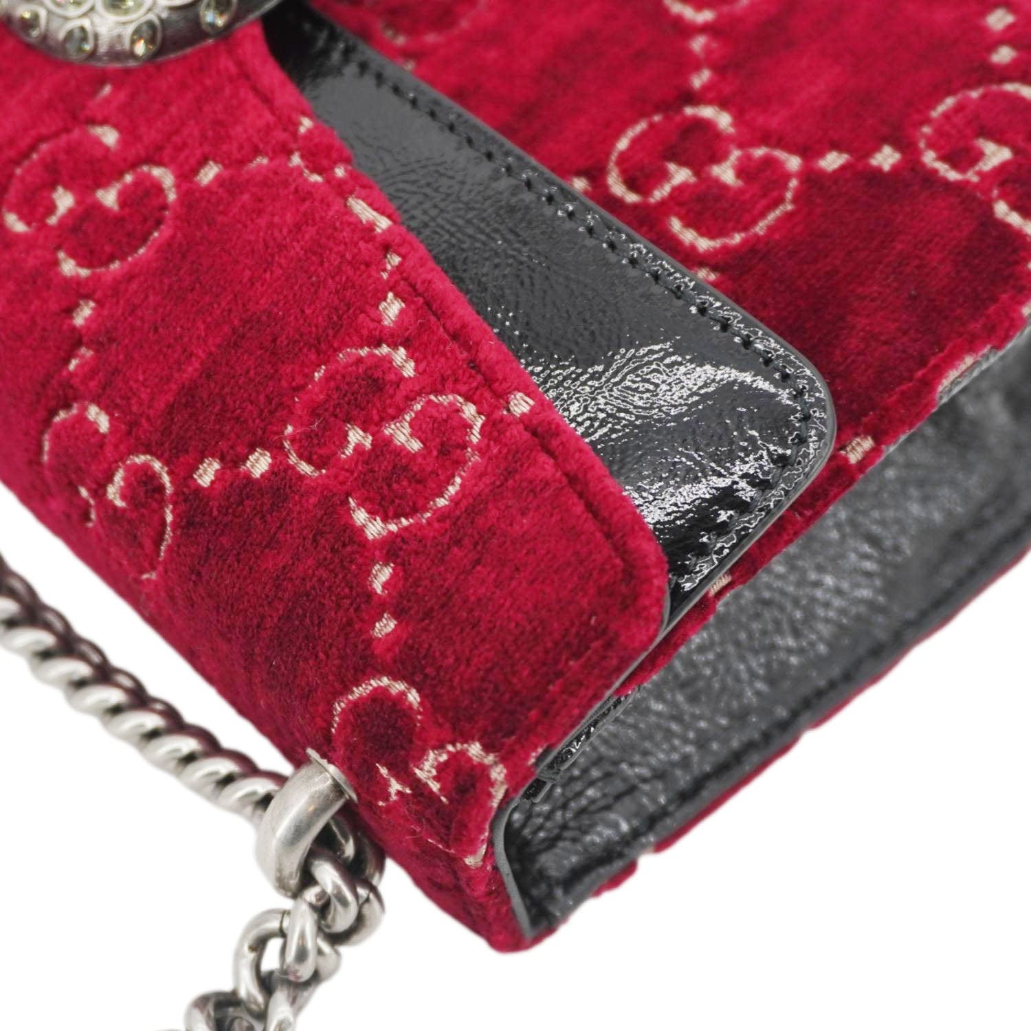 GUCCI Dionysus Small Gucci Velvet Shoulder Bag Maroon 499623