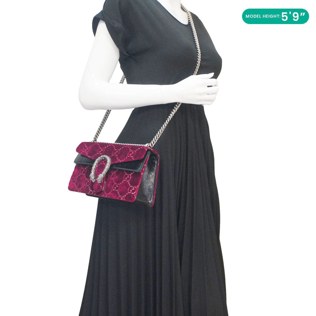GUCCI Dionysus Small Gucci Velvet Shoulder Bag Maroon 499623