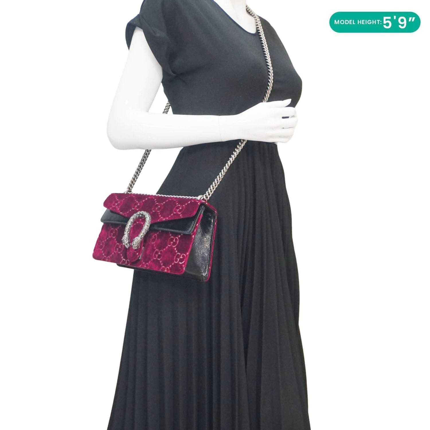 GUCCI Dionysus Small Gucci Velvet Shoulder Bag Maroon 499623