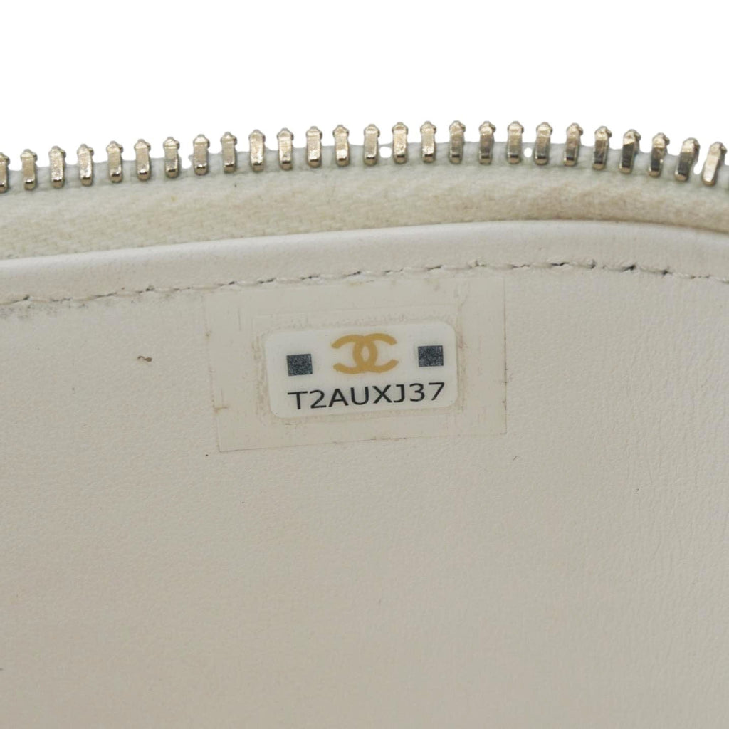 Chanel Coco Casino Small Quilted Caviar Leather Chain Vanity Case White