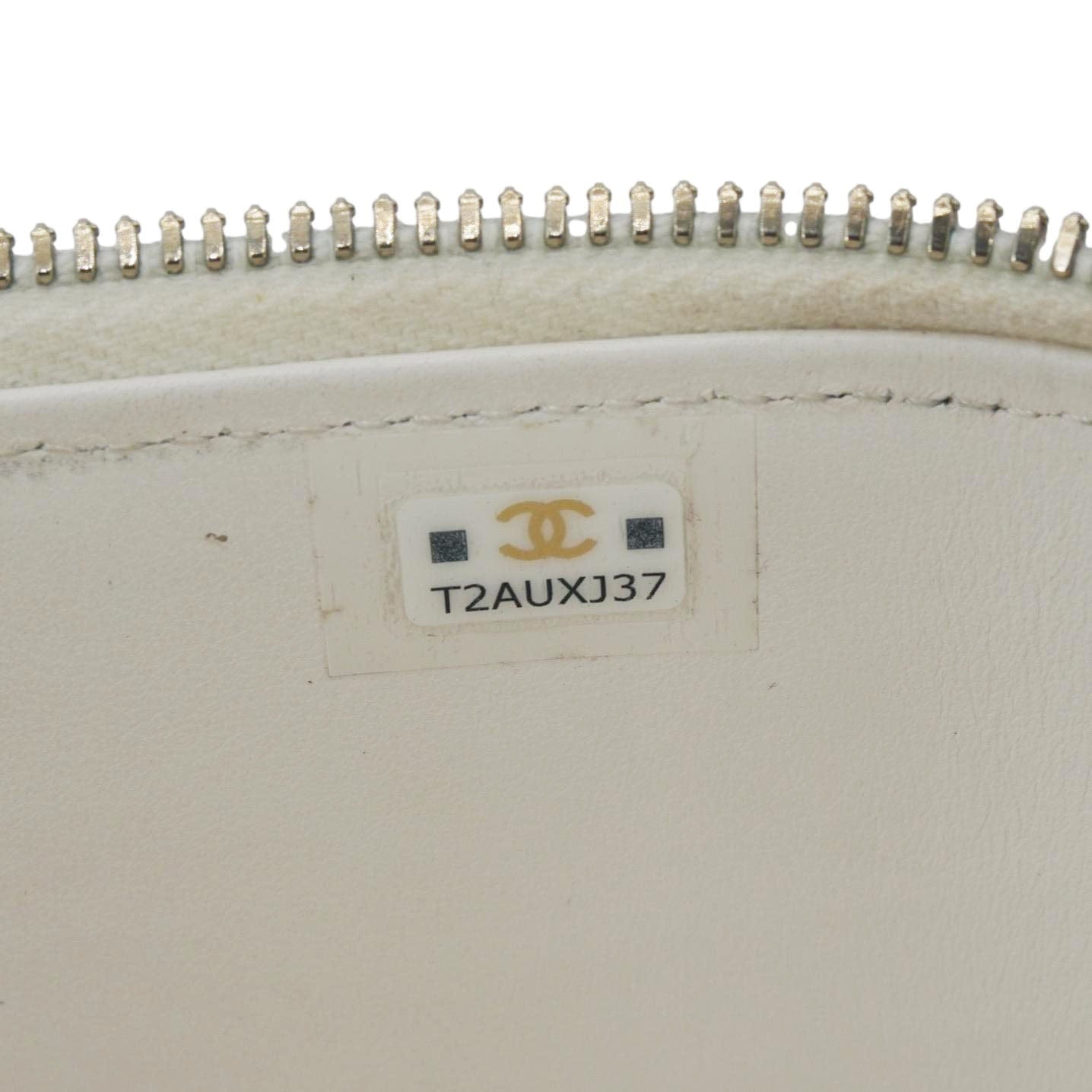 Chanel Coco Casino Small Quilted Caviar Leather Chain Vanity Case White