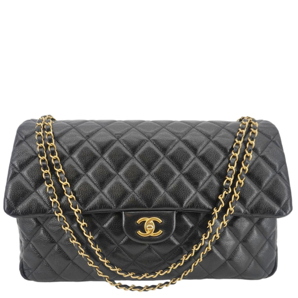 Chanel XXL Flap Bag Lambskin Leather Shoulder Bag Black