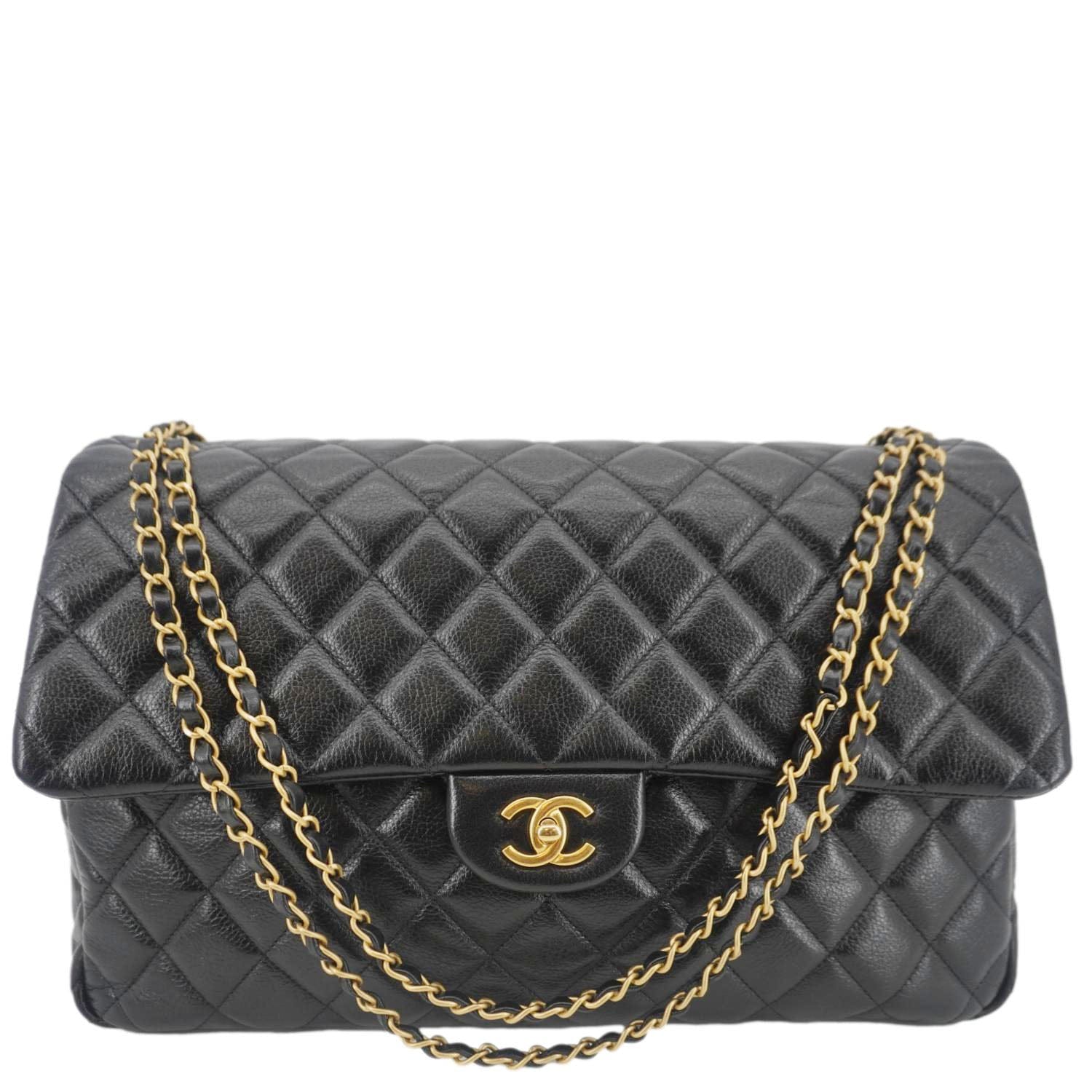 Chanel XXL Flap Bag Lambskin Leather Shoulder Bag Black