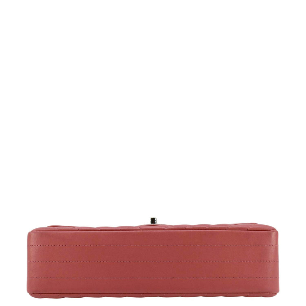 Chanel Classic Double Flap Medium Chevron Leather Shoulder Bag Peach