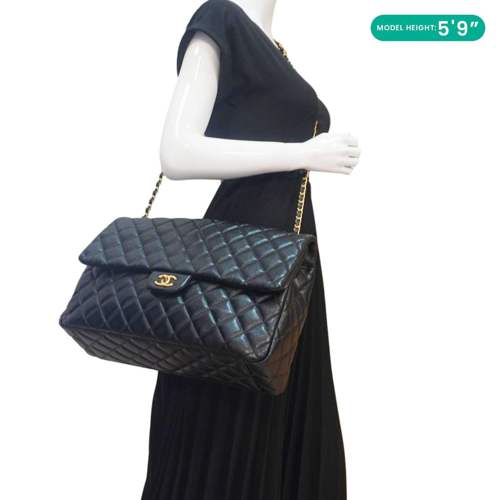Chanel XXL Flap Bag Lambskin Leather Shoulder Bag Black