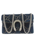 GUCCI Dionysus Super Mini GG Monogram Velvet Crossbody Bag Blue