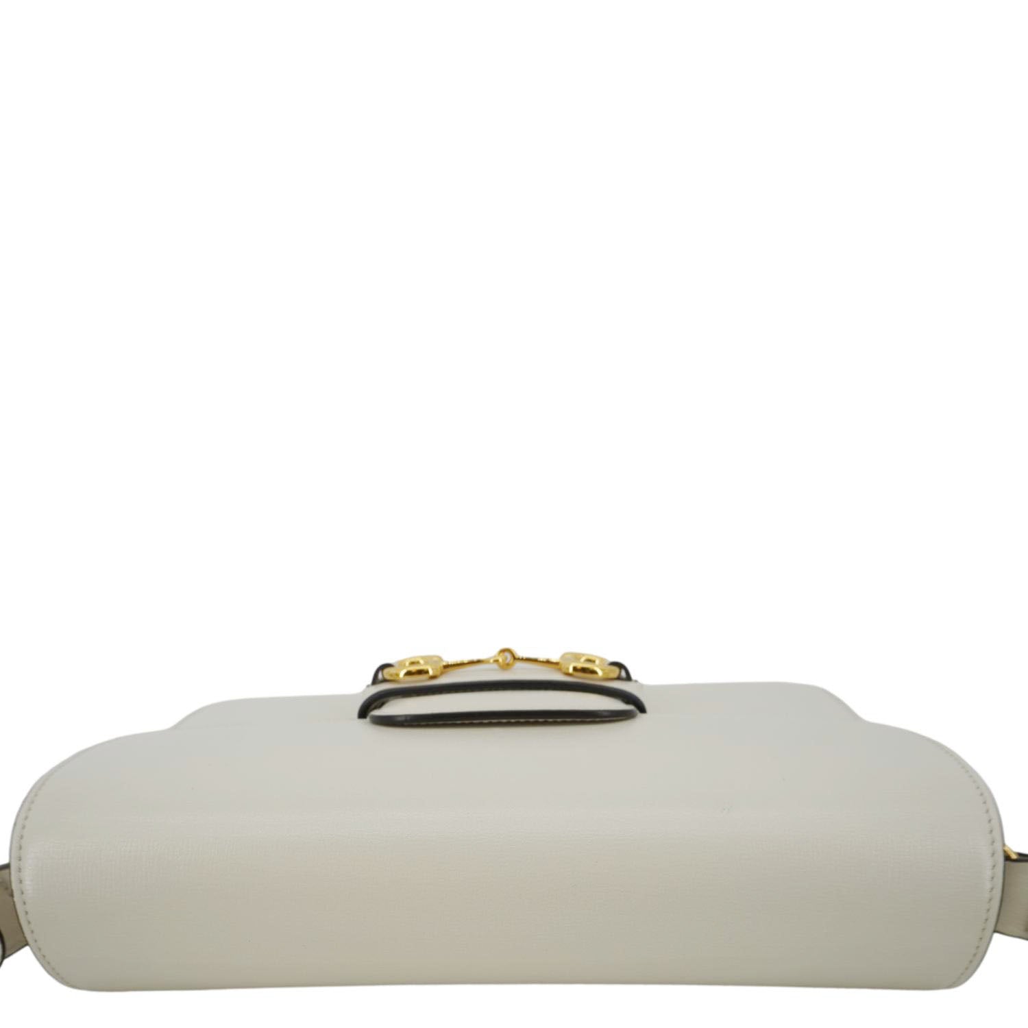 GUCCI Horsebit 1955 Small Leather Shoulder Bag White 602204