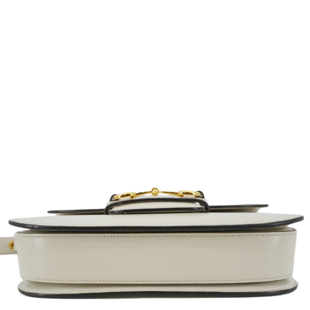 GUCCI Horsebit 1955 Small Leather Shoulder Bag White 602204