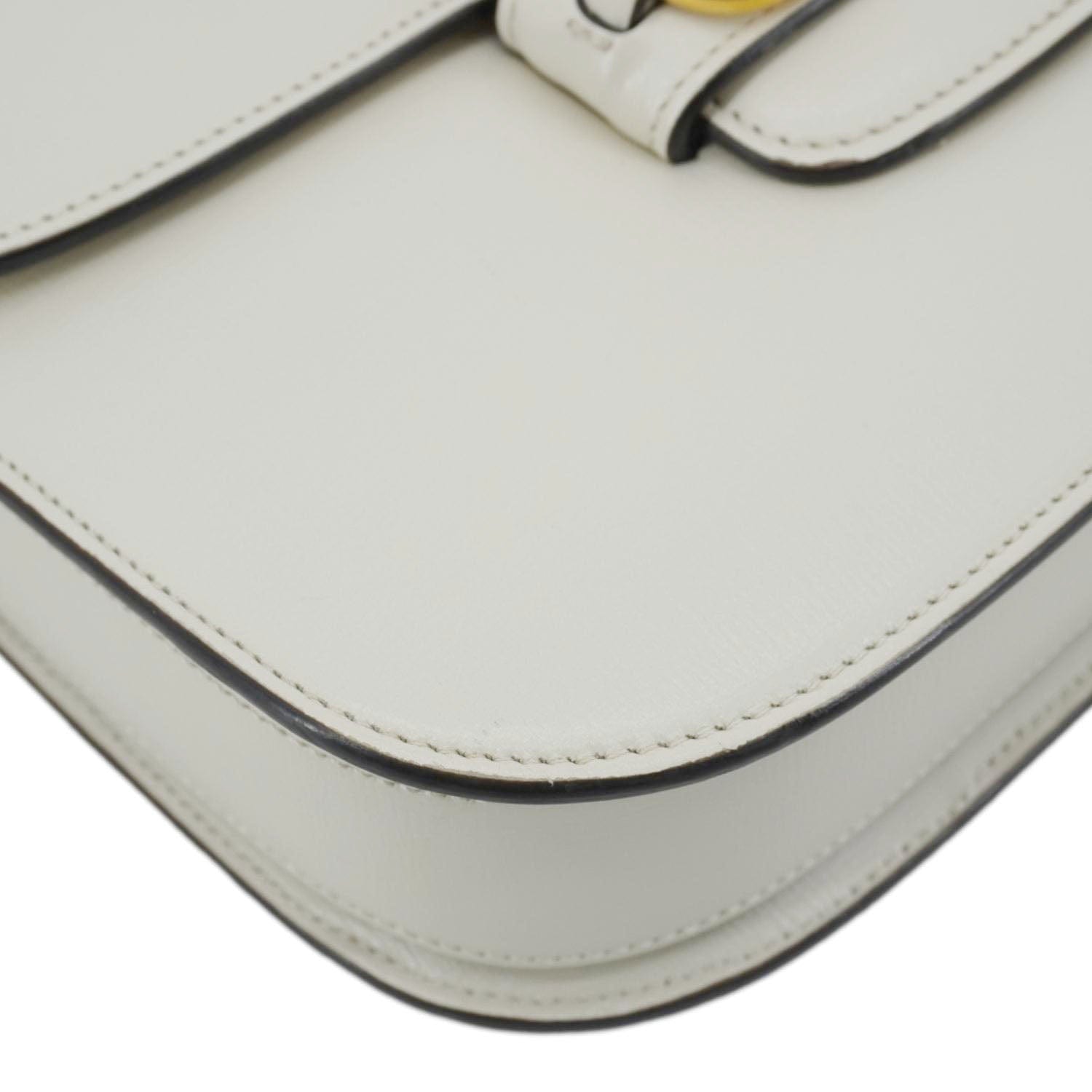 GUCCI Horsebit 1955 Small Leather Shoulder Bag White 602204