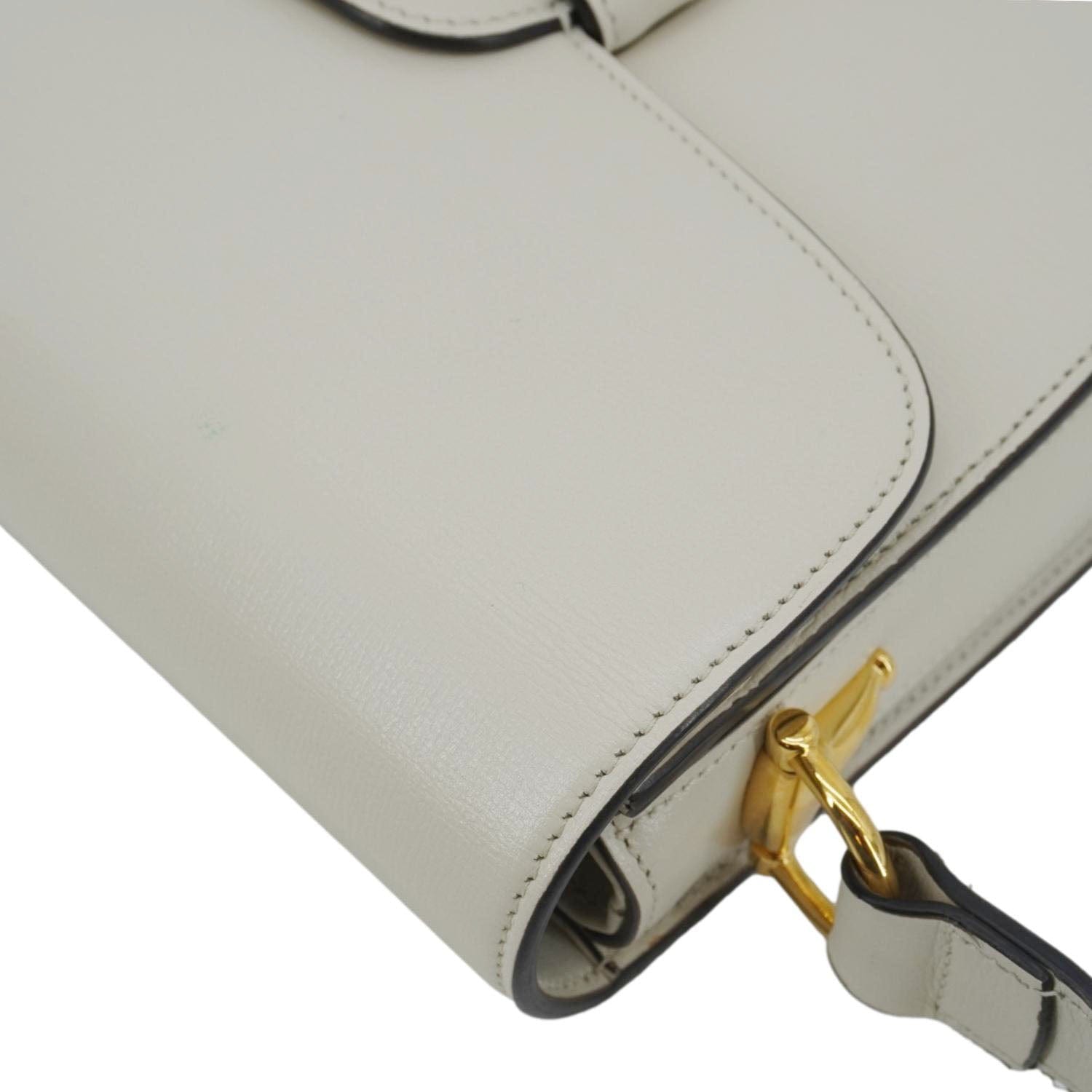 GUCCI Horsebit 1955 Small Leather Shoulder Bag White 602204