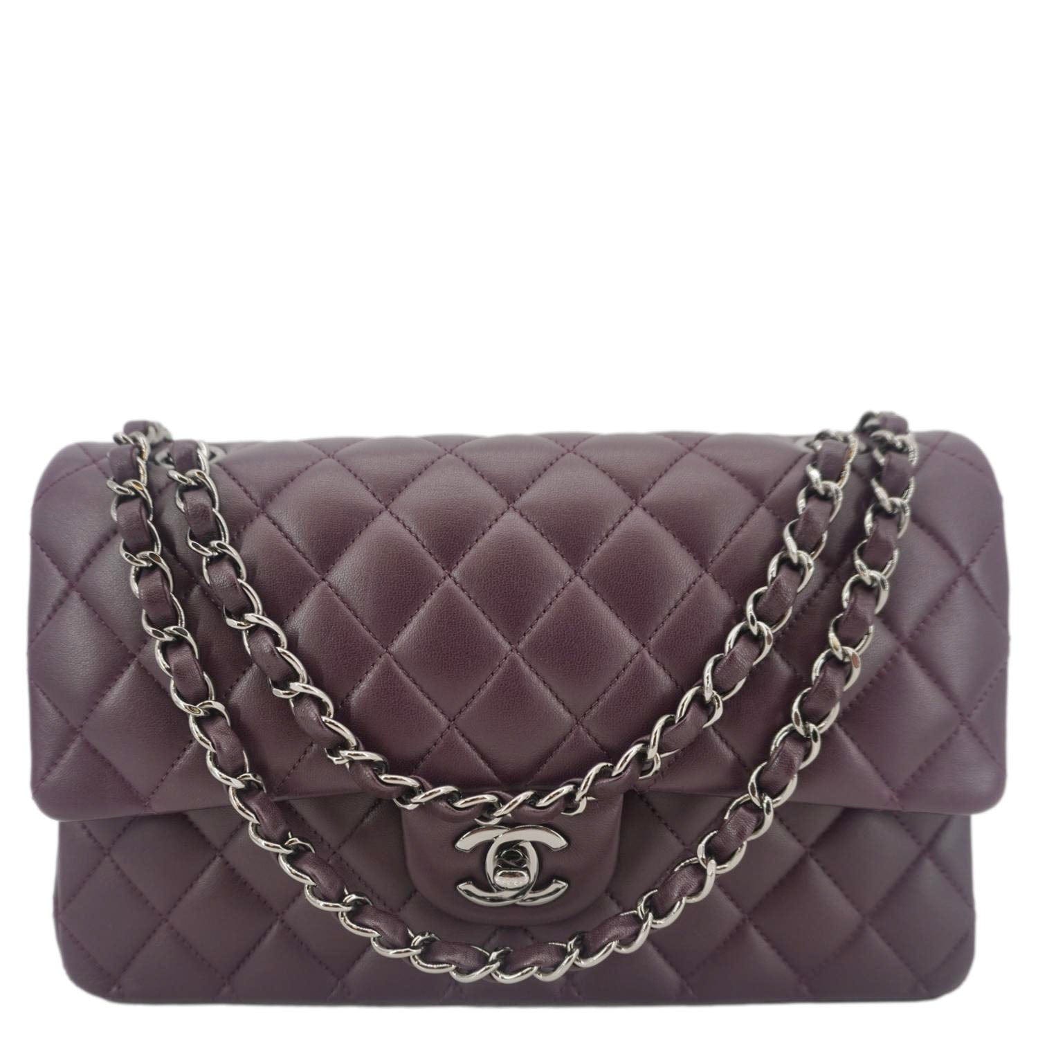 Chanel Classic Flap Medium Quilted Leather Shoulder Bag Purple