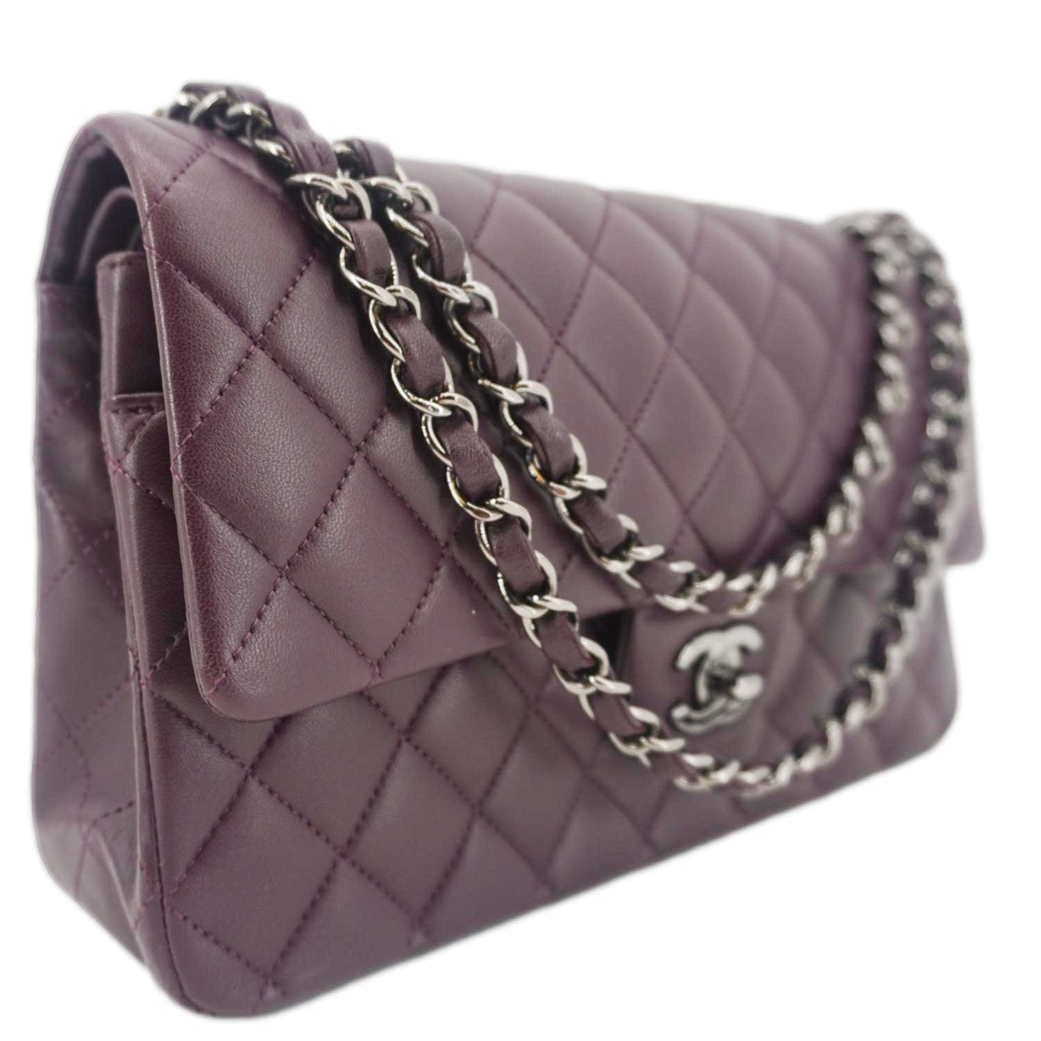 Chanel Classic Flap Medium Quilted Leather Shoulder Bag Purple