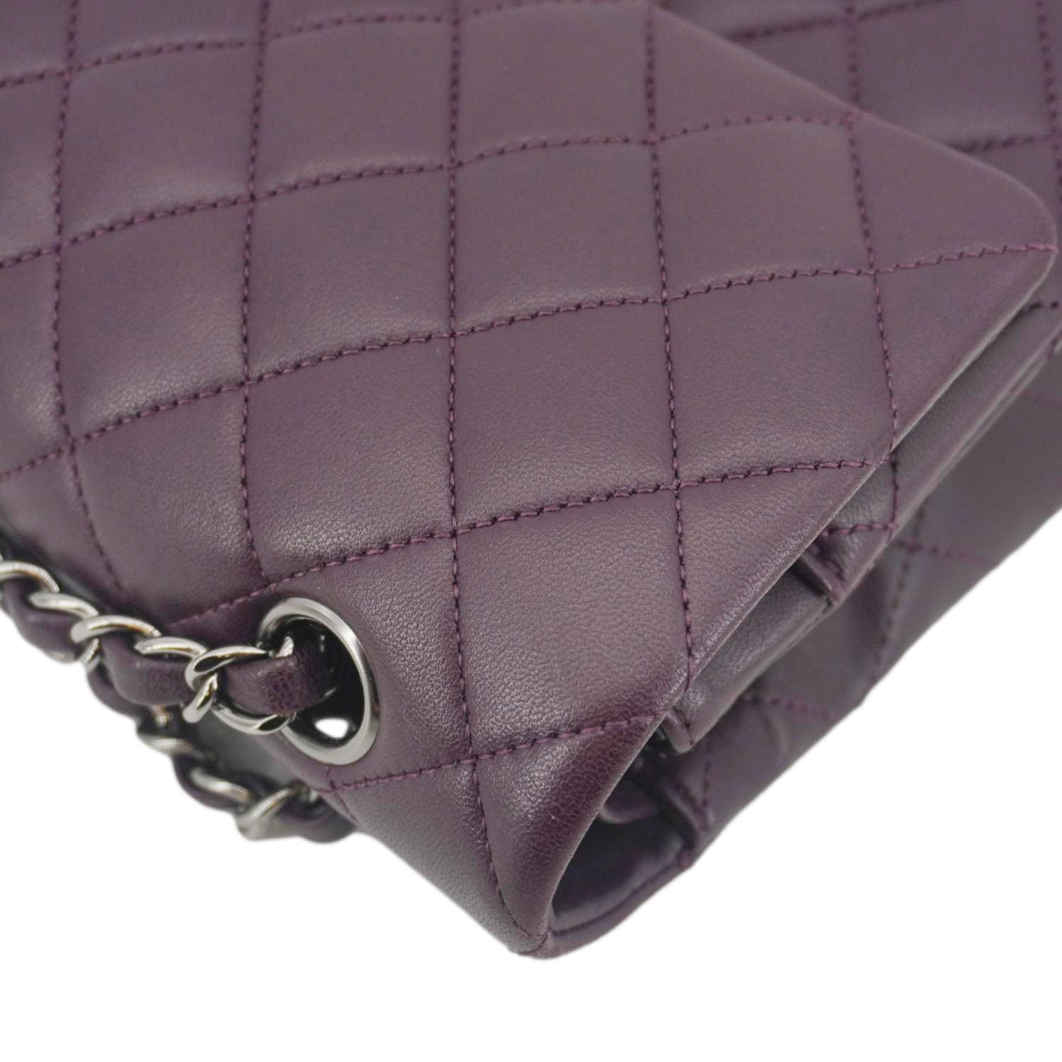 Chanel Classic Flap Medium Quilted Leather Shoulder Bag Purple