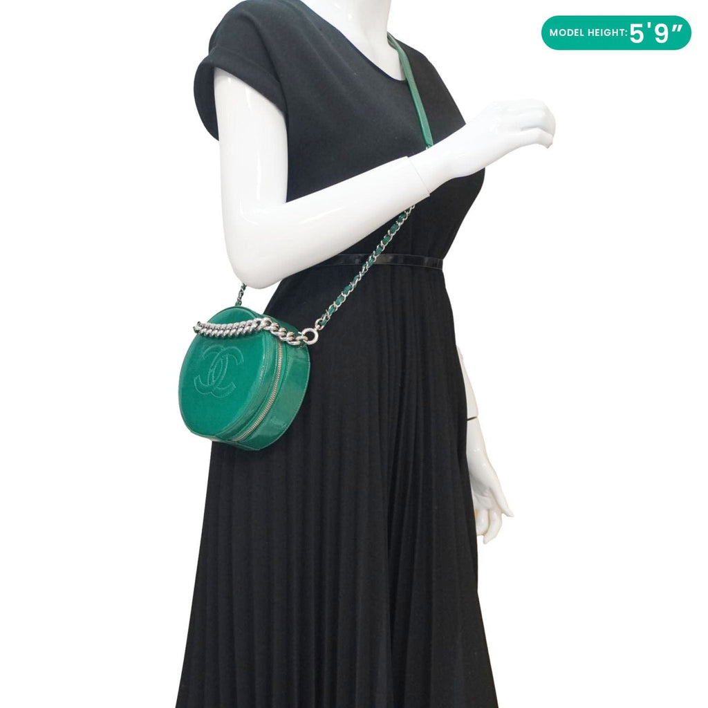 Chanel Round as Earth Patent Leather Crossbody Bag Green