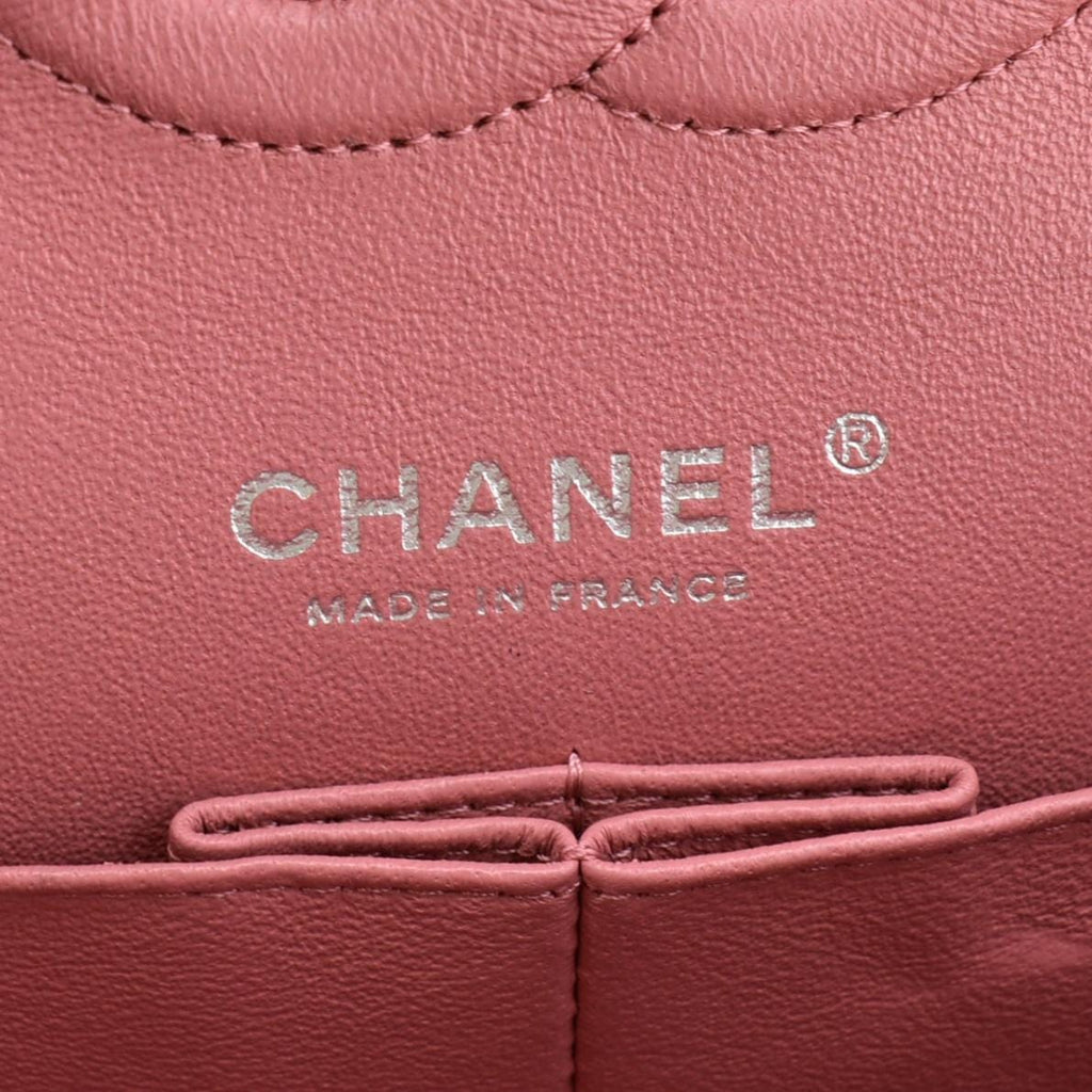 Chanel Classic Double Flap Medium Chevron Leather Shoulder Bag Peach