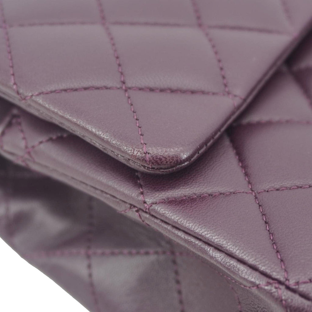 Chanel Classic Flap Medium Quilted Leather Shoulder Bag Purple