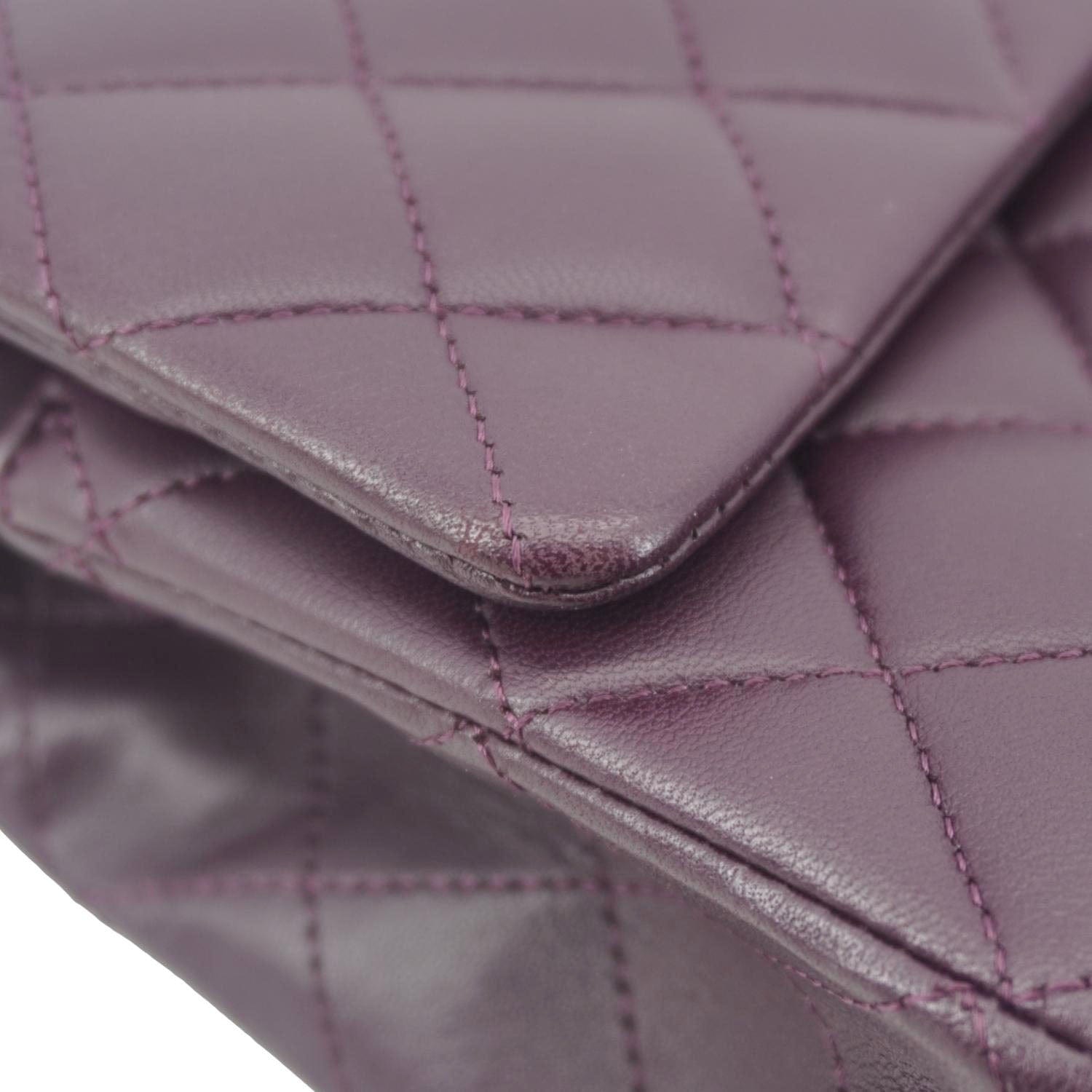 Chanel Classic Flap Medium Quilted Leather Shoulder Bag Purple