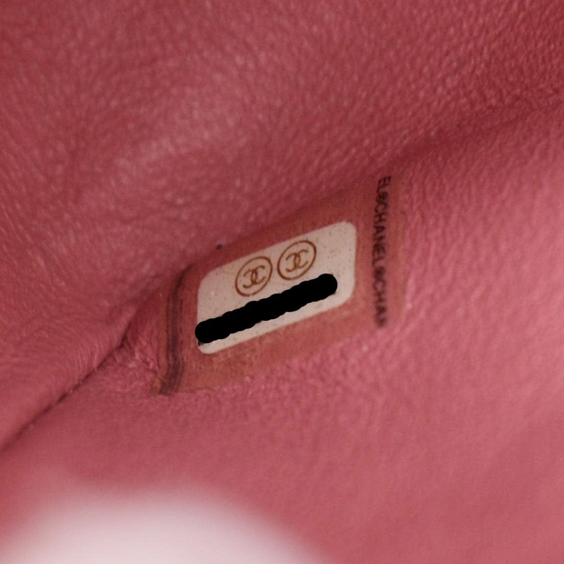 Chanel Classic Double Flap Medium Chevron Leather Shoulder Bag Peach